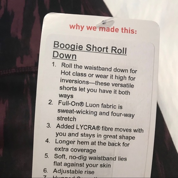 NWT PABO BORDEAUX LULULEMON BOOGIE SHORT ROLL DOWN - Picture 3 of 7